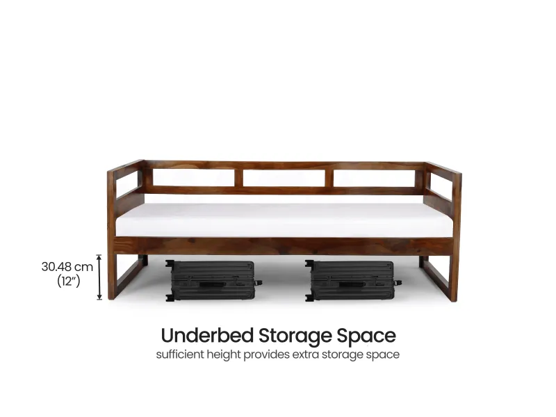 Hugo Solid Wood Sofa Cum Bed with 4 Inches Mattress